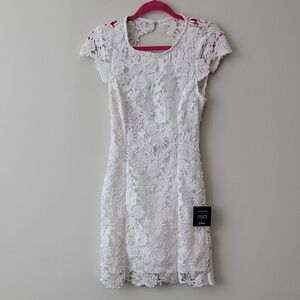 Lulu's Ivory Floral Lace Mini Dress